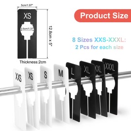 uxcell Clothes Dividers,16 Pack Rectangle Closet Rack Dividers Clothing Rack Size Dividers Blank Labels with 8 Size Reusable for Hanging Clothes Sorting Size, Black