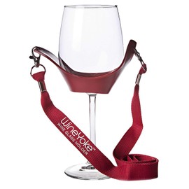 WineYoke Party Time Hands Free Wine Glass Holder Necklace Set of 2: RED & BLUE