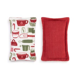 DEMDACO Christmas Baking Red and Green 3 x 5 Inch Cotton Kitchen Sponge Set of 2