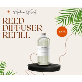 Reed Diffuser Refill | Mahogany Teakwood Scented Reed Diffuser Oil | 8oz Aromatherapy Scent Reed Diffuser Refill Oil for Home Ambiance | Aromatherapy Fragrance Oils | Made in USA