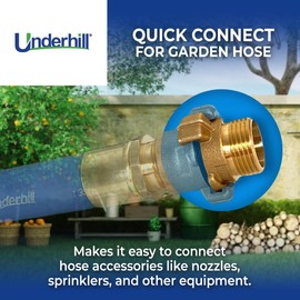 Underhill Quick Connect Garden Hose Fitting, Connector, Heavy-Duty, Solid Brass, 1 Inch Male Hose Thread, A-BQ10M