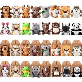 Seenelling 16 Sets Stuffed Animals Bulk Mini Plush Forest Animals Bulk Adopt a Pet Party Favors Jungle Safari Stuffed Toys with Paper Boxes for Pet Theme Birthday Party Favors