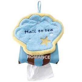 Hanging Tissue Holder with Detachable Hand Towel,Blue Shell