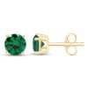 Simulated Green Emerald Round Shape Stud Earrings In 14K Yellow