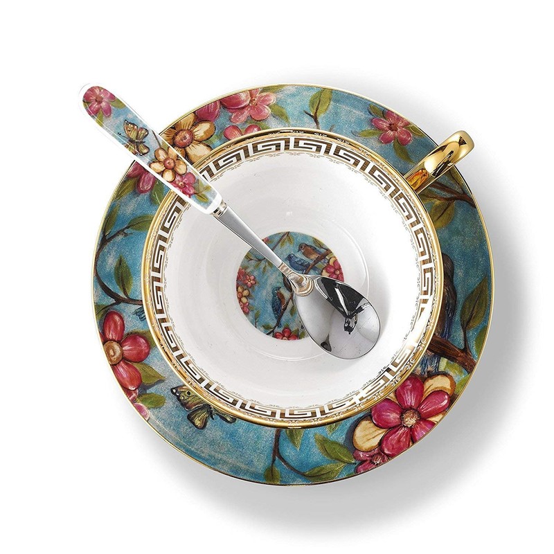 Eplze® YBK Tech Euro Style Cup& Saucer Set, Bone China