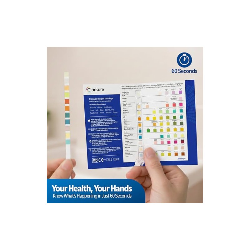 Urinalysis Urine Test Strips, 30 Sticks/Dipsticks | 11-Parameter Test