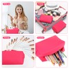 6 Pcs Preppy Patch Makeup Bag PU Leather Cosmetic Bag