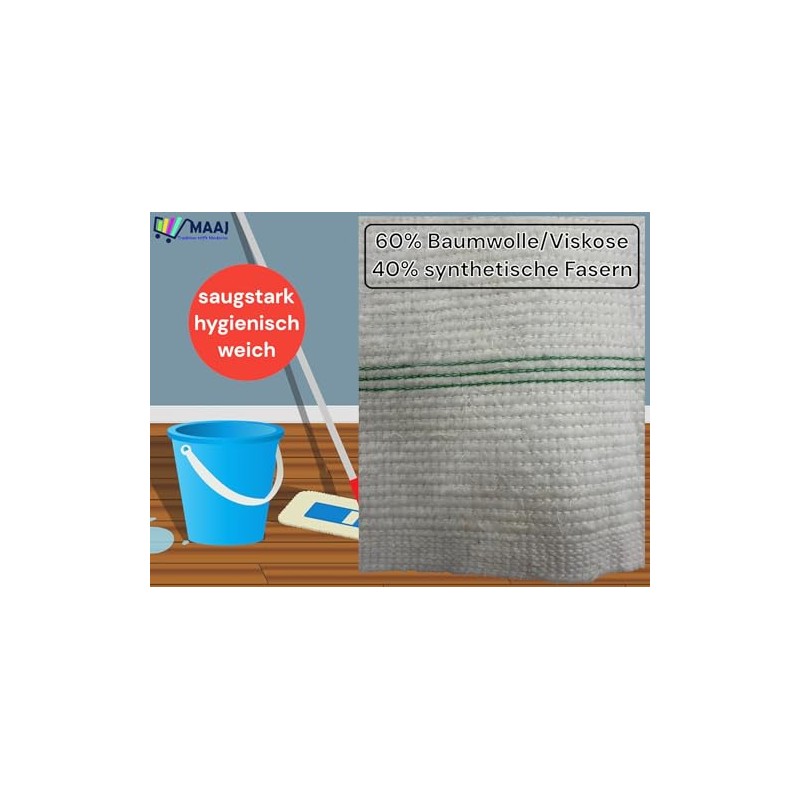1 x MAAJ floor cloth/scouring cloth, white, 60 x 50