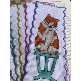 6pcs of Cats Cross Stitch Bookmark ktis, 100% Cotton,8.5x20cm aida Fabric Bookmarks, 14count Counted bokmark Cross Stitch Kits