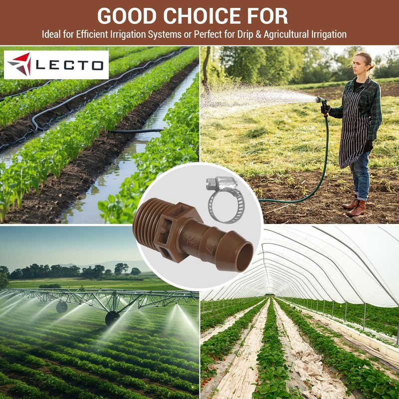 LECTO Rain Bird Drip Irrigation PVC Adapter, Universal Fit for