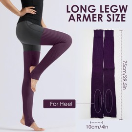 Leg Warmer, Women Extra Long Thigh High Cable Knit Crochet Tall Socks, Non-Slip Stirrup Sock for Yoga Ballet Dance (Deep Purple, One Size)