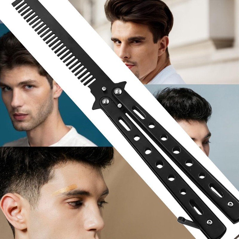 Stainless Steel Butterfly Comb – Foldable Training Hair & Beard