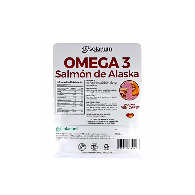 Solanum Omega 3 Solanum Pharma con Salmón de Alaska y