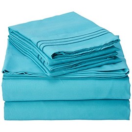 MattRest Luxury Silky-Soft 1800 Series Premium Collection - Wrinkle-Free 4-Piece Bed Sheet Set, Deep Pocket up to 16 inch, King Turquoise