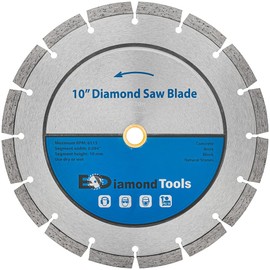 10" Segmented Diamond Saw Blade for Concrete, Brick, Block and Masonry, 10mm Segment Height, 7/8" Arbor