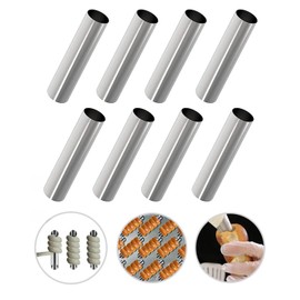 YACHUN Baking Tools Mold Tools 8pcs Cream Horn Molds Cylindrical Corne Mold Baking Bread Utensils Stainless Steel Cannolo Bread Supplies DIY Empty Bakeware (27*125MM, Flat Mouth)