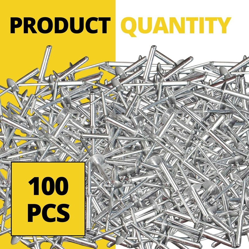100PCS 1/4" x 1" Large Aluminum Rivets - Silver Stainless