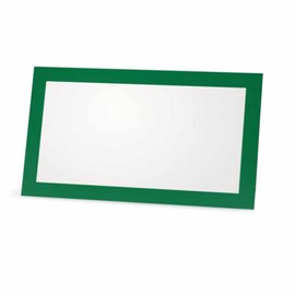 Green Place Cards - Flat or Tent - 10 or 50 Pack - White Blank Front with Solid Color Border - Placement Table Name Seating Stationery Party Supplies - Occasion or Dinner Event (10, Flat Style)
