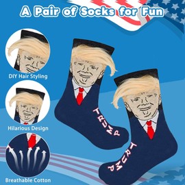 Smilelife 1 Pair Funny Unisex Socks Novelty Election 2024 Stylish Hair Socks Merchandise Gift, Navy Blue, One Size