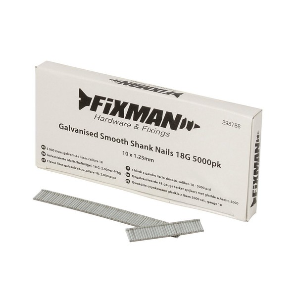 Fixman 298788 Galvanised Smooth Shank Nails 18G 5000pk 10 x 1.25 mm