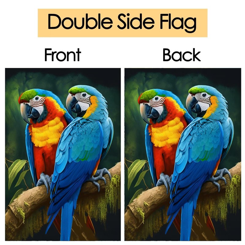 Pickako Two Macaws are Sitting on a Branch Spring Summer