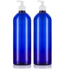 JUVITUS 32 oz Cobalt Blue Boston Round PET Plastic Bottles