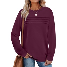 WIHOLL Womens Fall Tops Long Sleeve Shirts for Women Dressy Fall Sweatshirt Loose Fit Purple L