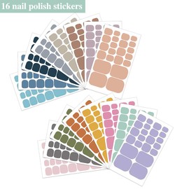 XEAOHESY 352 Pieces 16 Sheets Toe Nail Full Wraps Toenail Polish Strips Macaroon Solid Color Toenail Art Polish Stickers Self-Adhesive Colorful Toenail Art Decals with Nail File for Women Girls
