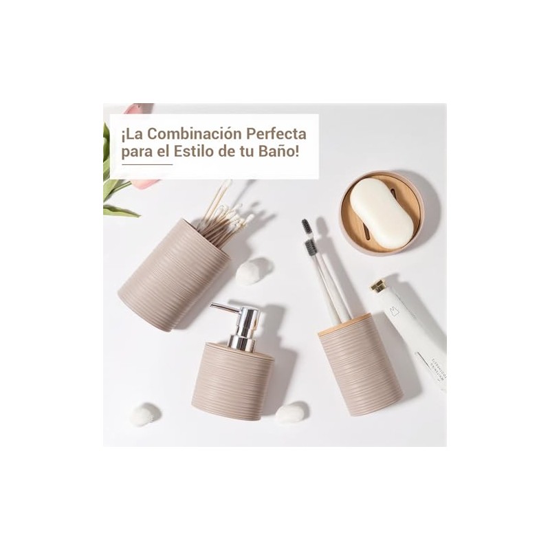 Accesorios para Baño juego 4 piezas, dispensador, soporte, vaso, jabonera