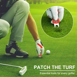 Jesustree Golf Divot Fork, 3 Pieces Stainless Steel Golf Repair Divot Tool Foldable Golf Divot Tool with Pop-Up Button and Ball Marker, Switchblade Repair Accessories for Club Sports Outdoor and Gift