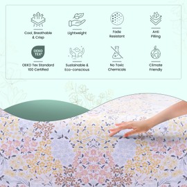 Feather & Stitch Fitted Sheet Only, 100% Cotton 300TC Lightweight Cooling & Breathable Percale Weave Fitted Sheet 16" Regular Elastic Deep Pocket Soft Bedding Mattress (King, Victorian Floral)