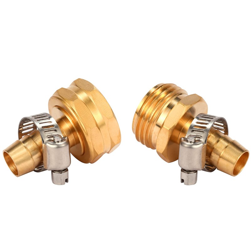 Sanpaint,Brass Garden Hose Connector Repair Mender Kit with Stainless Clamp,Fits