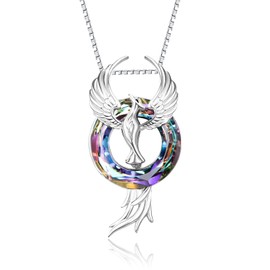 CUOKA MIRACLE Phoenix Necklace with Crystal for Women 925 Sterling Silver Peacock Necklace Nirvana of Phoenix Gifts Jewelry for Girls Daughter Women, Metal, No Gemstone