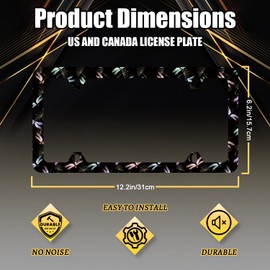 Colorful Dragonfly License Plate Frame Beautiful Dragonflies License Plate Holder Stainless Steel Auto Parts Funny License Plate Decoration with Screws Size 12.3" x 6.3"