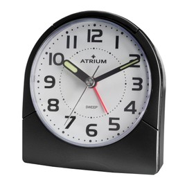 Atrium Klassischer Wecker Analog Quarz ohne Ticken mit Licht und Snooze Leuchtzeiger schwarz A218-7