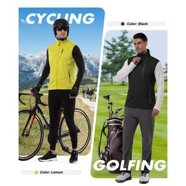33,000ft Gilet leggero softshell da uomo, impermeabile, antivento, traspirante, senza maniche, per ciclismo, corsa, escursionismo, golf, lavoro, Nero , XXL