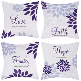 MissOwl Soft Velvet Throw Pillow Covers Daisy Home Decor Modern Square Pillowcase Cushion Cover Flower Printing Living Room Sofa Couch Bedroom Car 18 x 18 Inch Set of 4