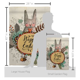 Angeleno Heritage Very Happy Easter Garden House Flag Kit Springtime Bunny Egg Christian Season Holiday Decoration Banner Small Yard Gift Double-Sided, Made in USA
