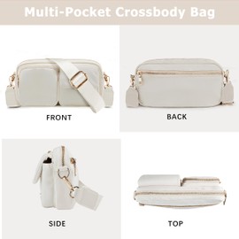 Sunpour Nylon Multi-pocket Crossbody Bags for Women,Waterproof Nylon Shoulder Bags for Women with Anti Theft RFID Pocket, Beige