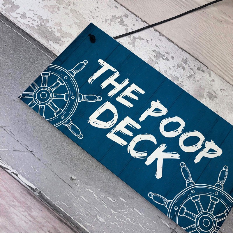 RED OCEAN Funny Nautical Theme Sign For Bathroom Toilet Loo