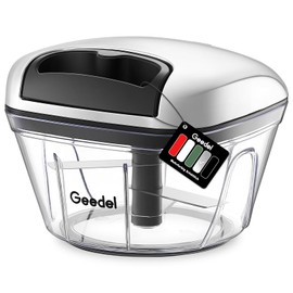 Geedel Onion Cutter, 500 ml Onion Chopper with Pulley, Vegetable Chopper Manual with Stainless Steel Blades, Multi Chopper Onion Chopper for Vegetables, Onions, Nuts, Garlic