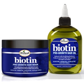 Difeel Mascarilla para el cabello con biotina Pro-Growth 12 oz. con Biotin Hair Oil 7.1 oz. (Juego de 2 piezas)