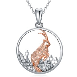 ONEFINITY Goat Necklace Gifts 925 Sterling Silver Goat Mountain Pendant Charm Jewelry for Women Girls, Sterling Silver