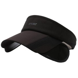 White Fang CZA576 Men's Hat, Sun Visor Cap, Sports, Golf, Breathable, Quick Drying, Sun Protection, Summer,, Black, Free size
