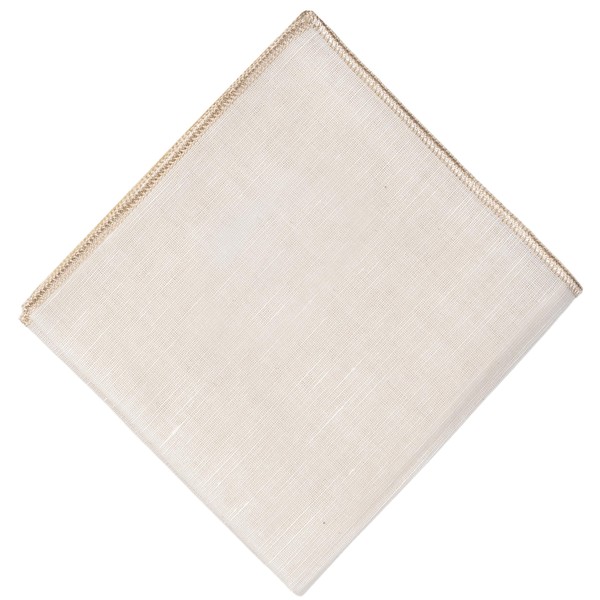 Hell Blues Men Pocket Square Linen Off White with Embroidered