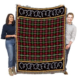 Bridle Path Blanket - Gift for Horse Lovers - Western Throw Woven from Cotton - Made in The USA (72x54)