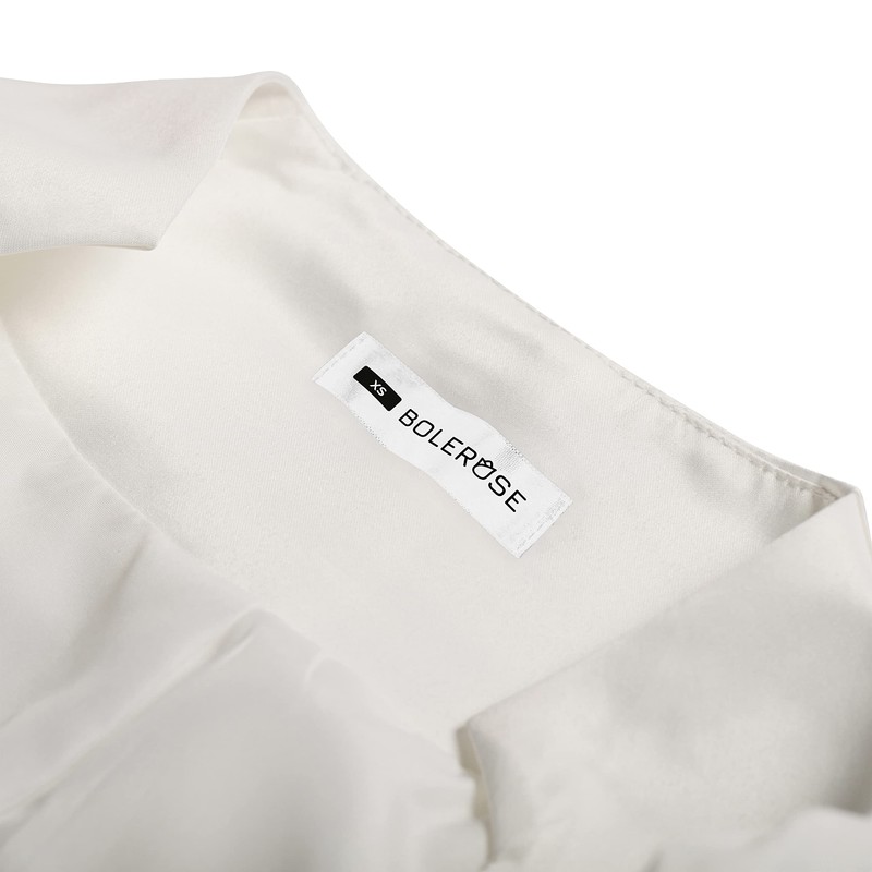 Bolerose Formal Satin Long Sleeve Bolero - off-white, size: s