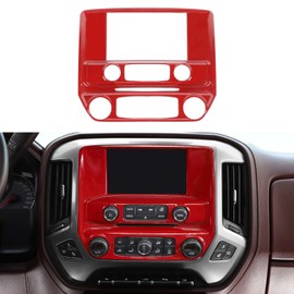 PDKLIN for Silverado Center Dash AC Control Panel Trim Cover for Chevy Silverado GMC Sierra 2014-2018 Red Interior Accessories