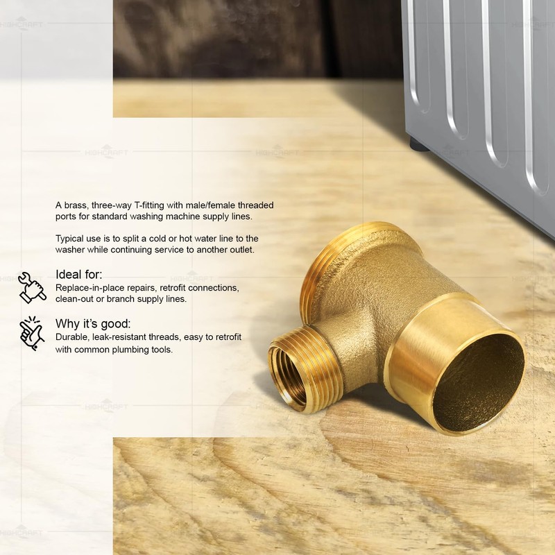 EVERFLOW WMT112S 1-1/2" BRASS WASHING MACHINE TEE WITH FIP TO