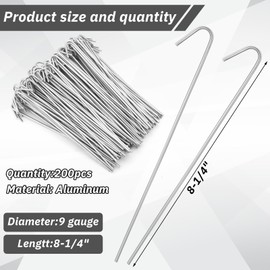 MorningRo 200 Pcs 8-1/4" Chain Link Fence Wire Ties 9 Gauge Heavy Duty Aluminum Ties Hook for Chain Link Fence, Posts, Rails, Dog Kennel Repair